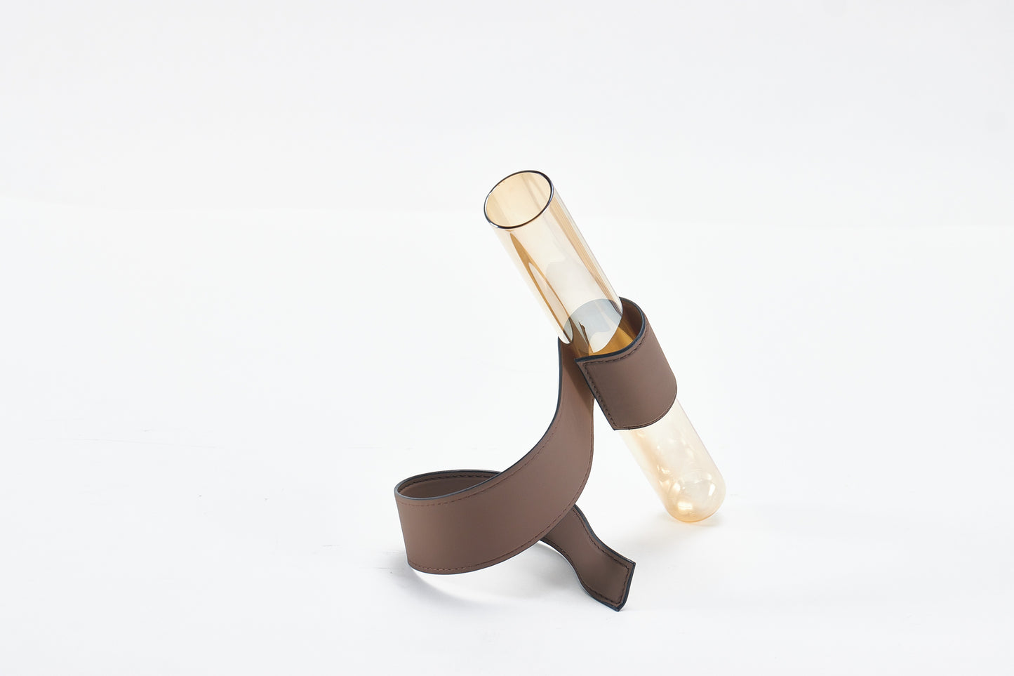 Pu Leather & Glass Stylish Tube Vase