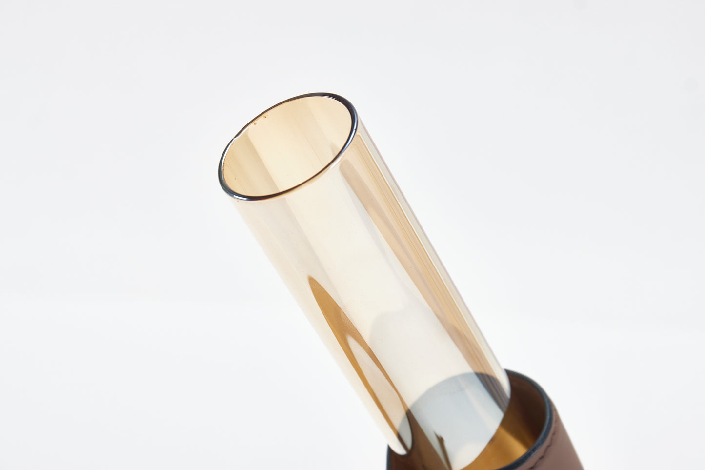 Pu Leather & Glass Stylish Tube Vase
