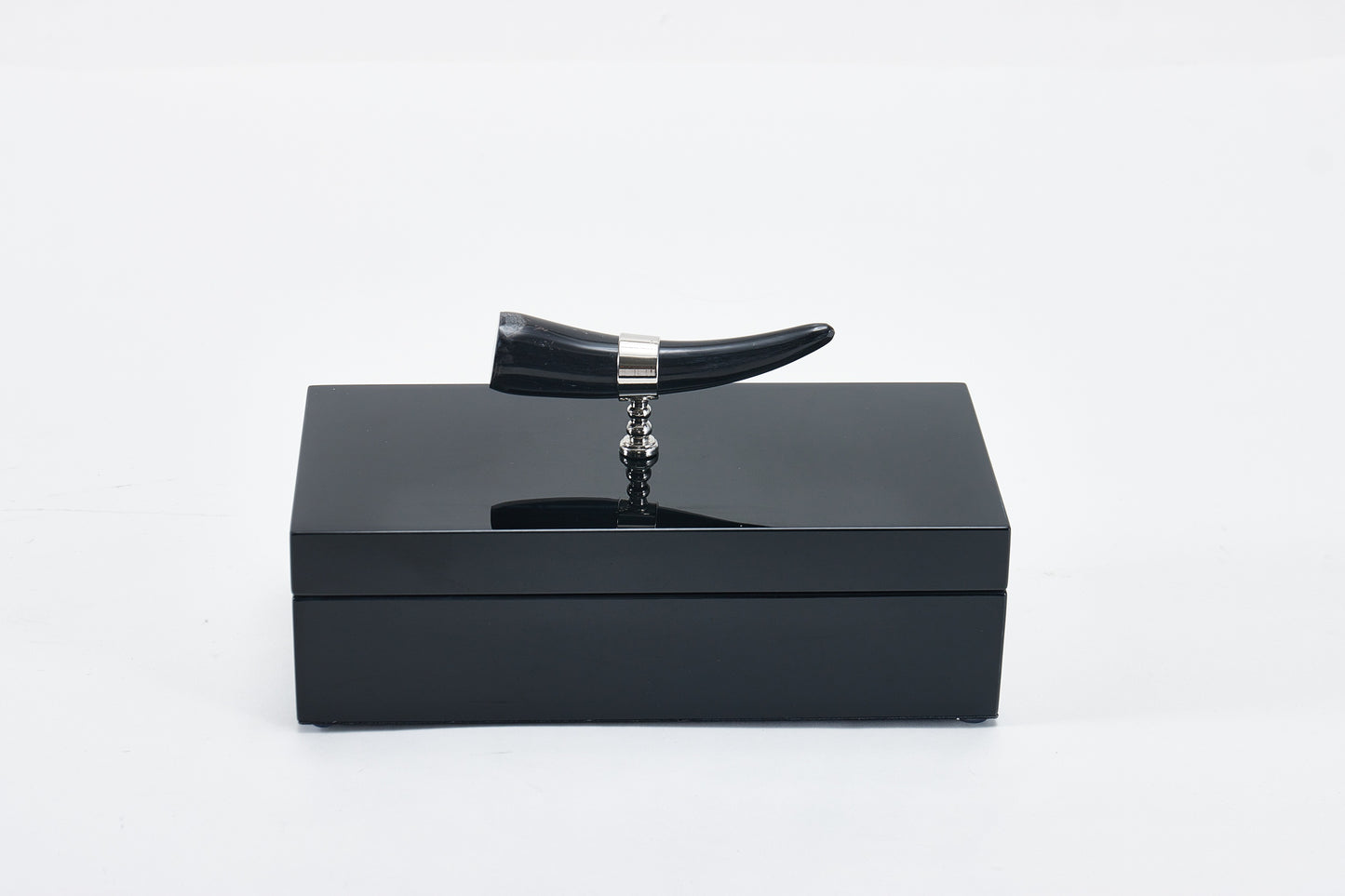 Black Mdf & Horn Box With Horn Handle