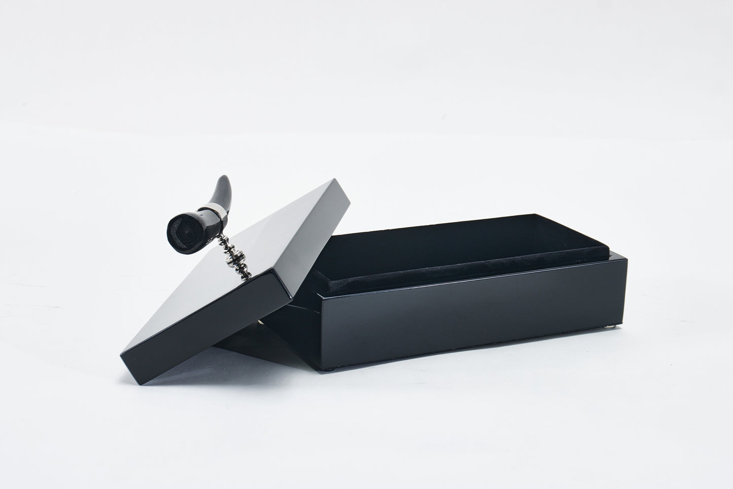 Black Mdf & Horn Box With Horn Handle