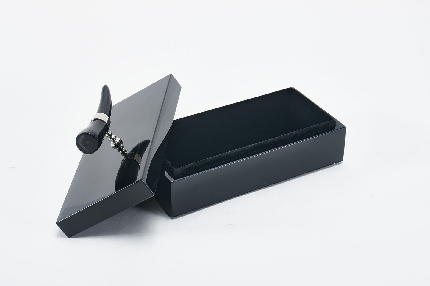 Black Mdf & Horn Box With Horn Handle