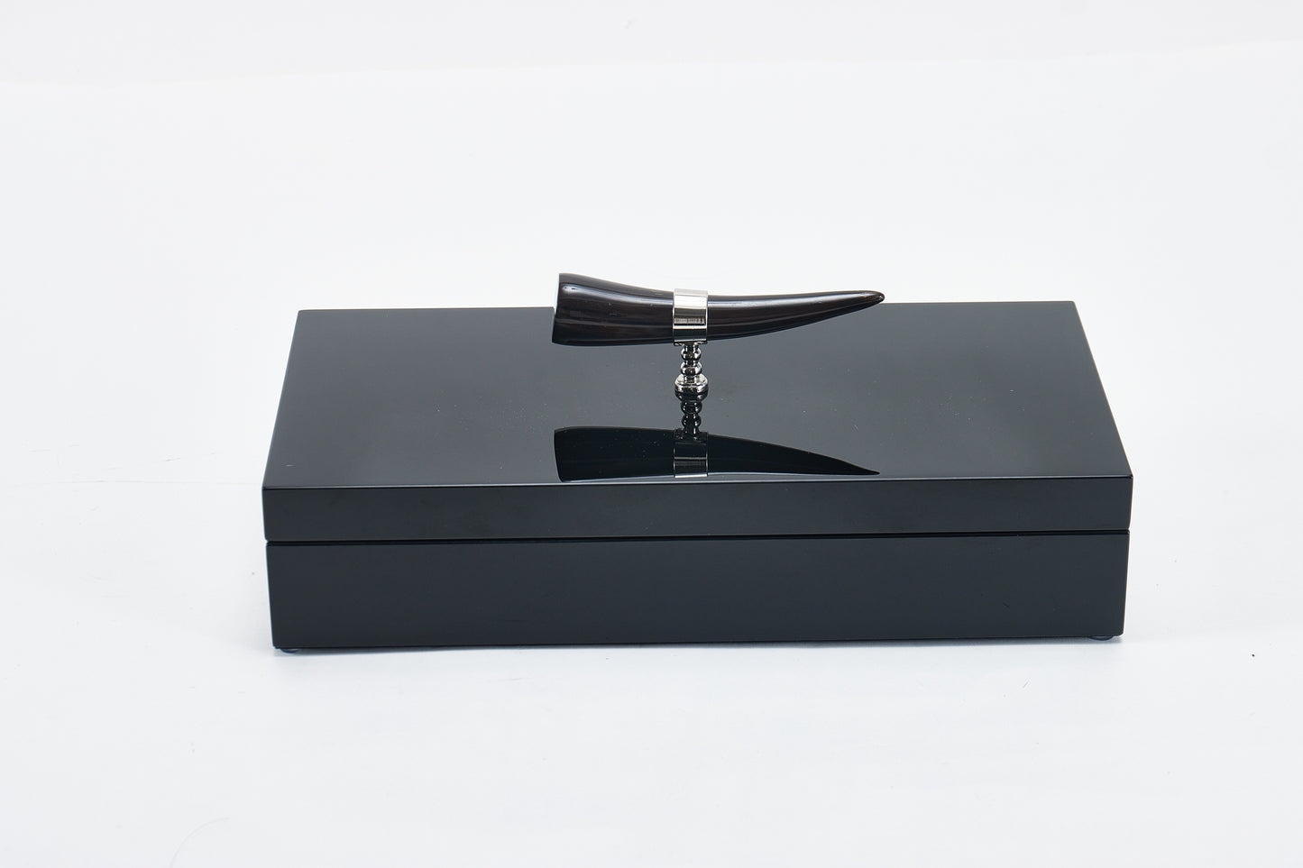 Black Mdf & Horn Box With Horn Handle