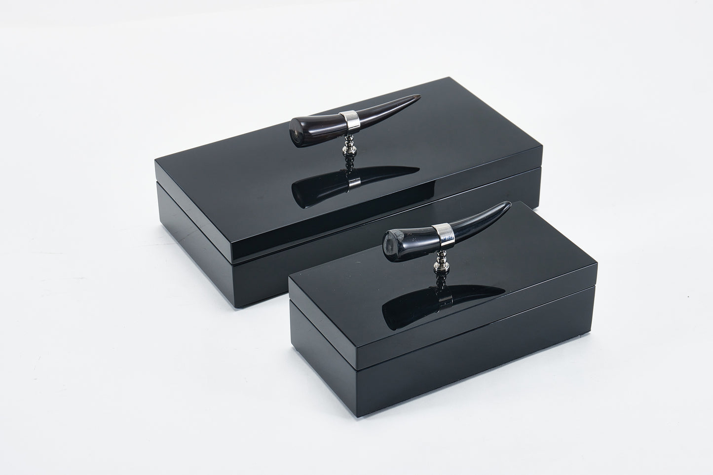 Black Mdf & Horn Box With Horn Handle