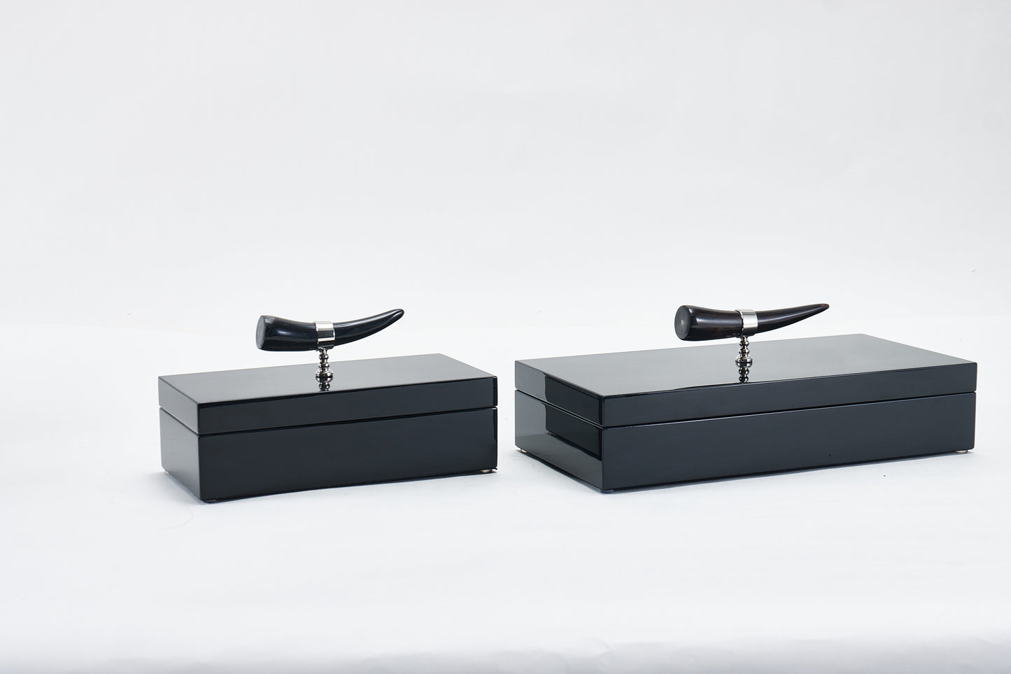 Black Mdf & Horn Box With Horn Handle
