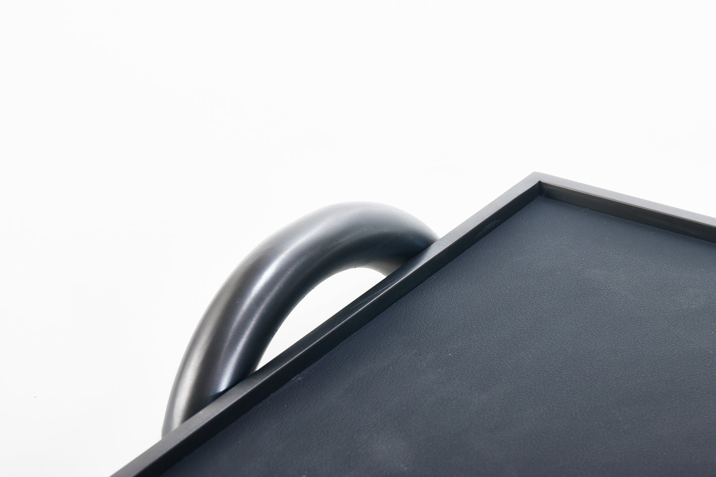 Black & Brushed Gun Metal Pu Leather & S/S Steel Decorative Leather Tray