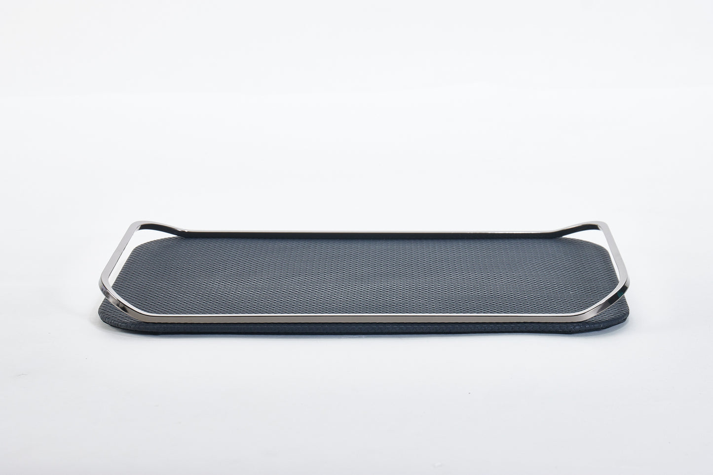 Black & Gun Metal Pu Leather & S/S Steel Leather Tray