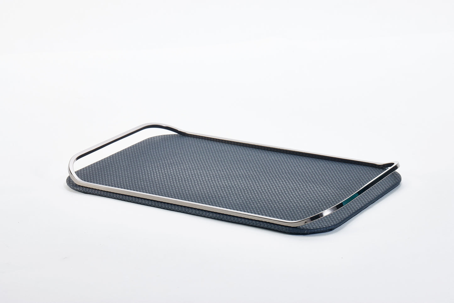 Black & Gun Metal Pu Leather & S/S Steel Leather Tray