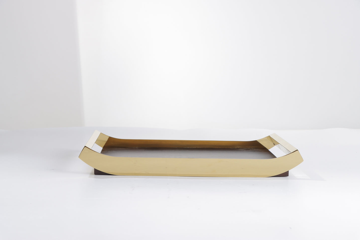 Brown S/S Steel & Mdf Serving Tray