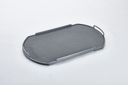 Dark Grey & Gun Metal Pu Leather & S/S Steel Oval Tray