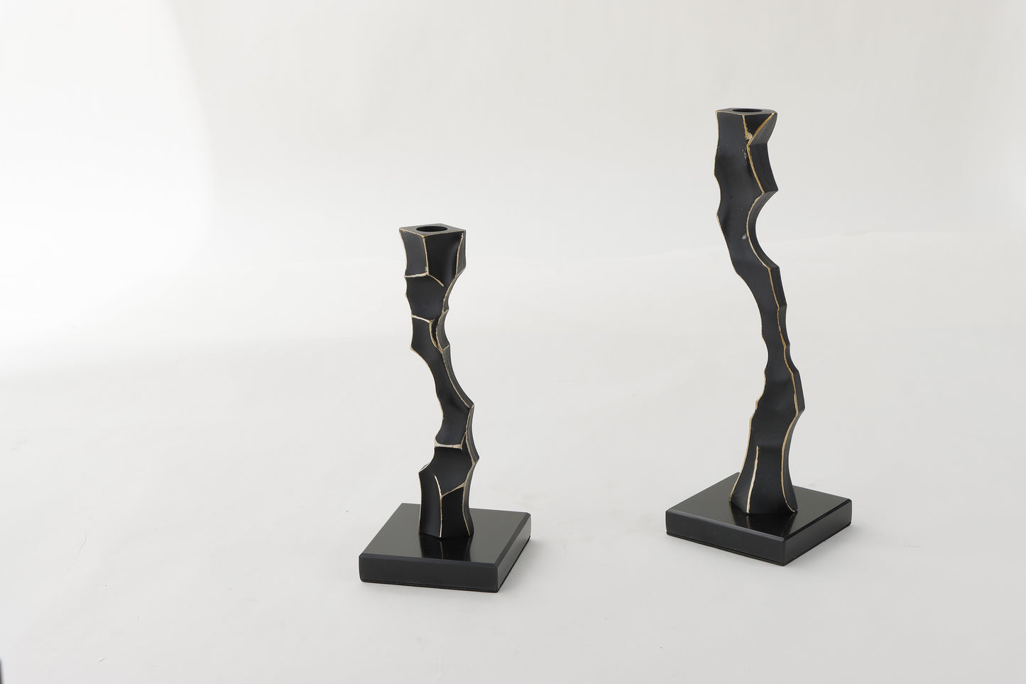 Black Resin & Marble Candle Holder