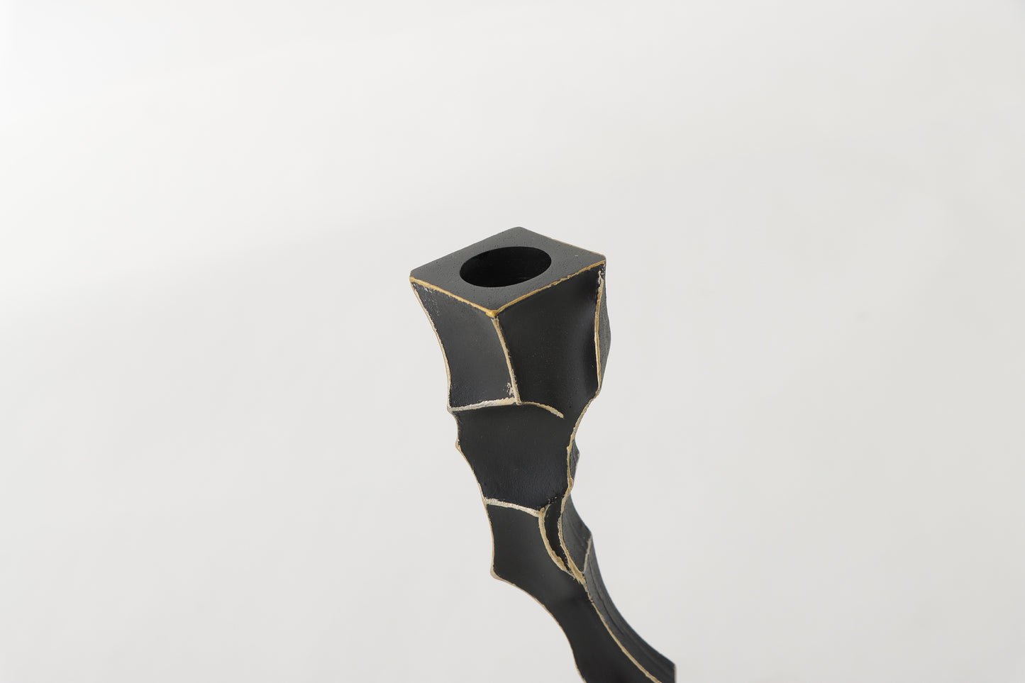 Black Resin & Marble Candle Holder