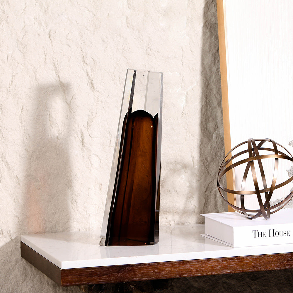 BROWN HAND-MADE GLASS VASE