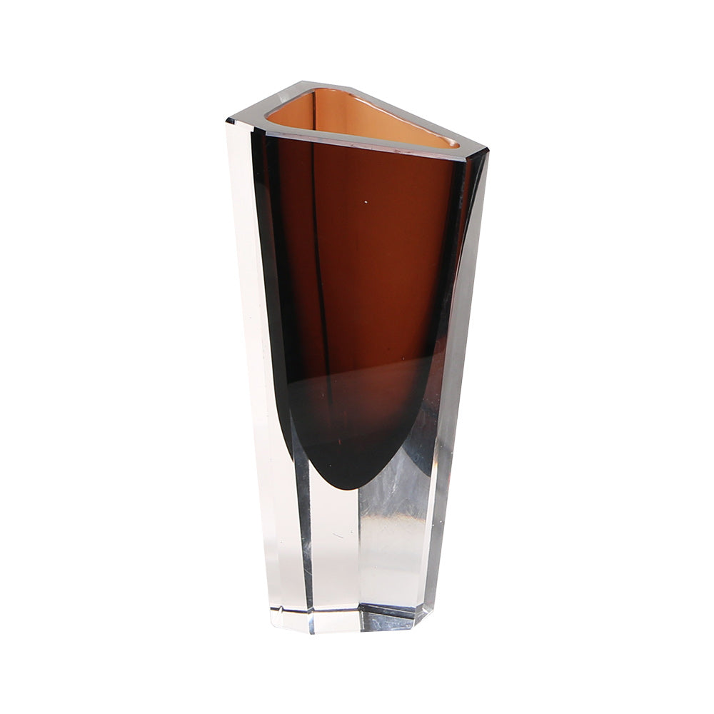 BROWN HAND-MADE GLASS VASE