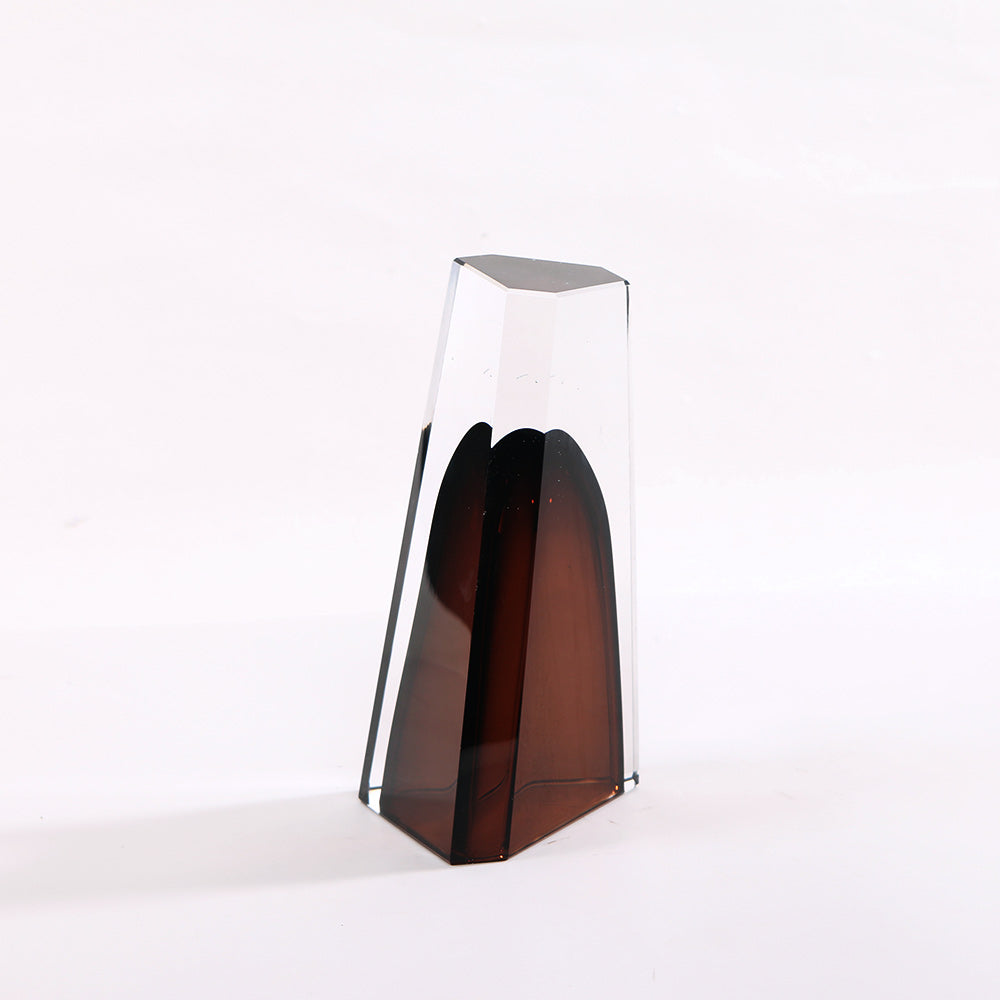 BROWN HAND-MADE GLASS VASE