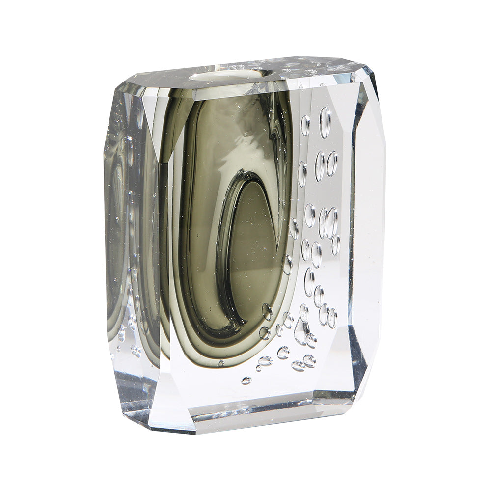 GREEN SQUARE HAND-MADE GLASS VASE