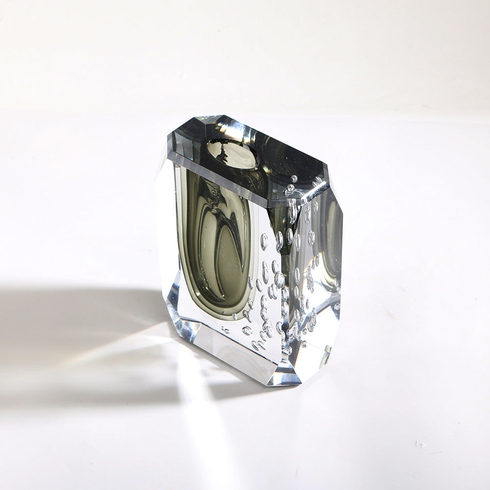 GREEN SQUARE HAND-MADE GLASS VASE