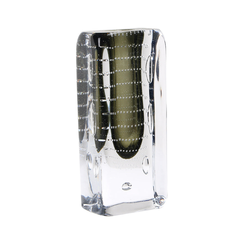 GREEN RECTANGLE HAND-MADE GLASS VASE