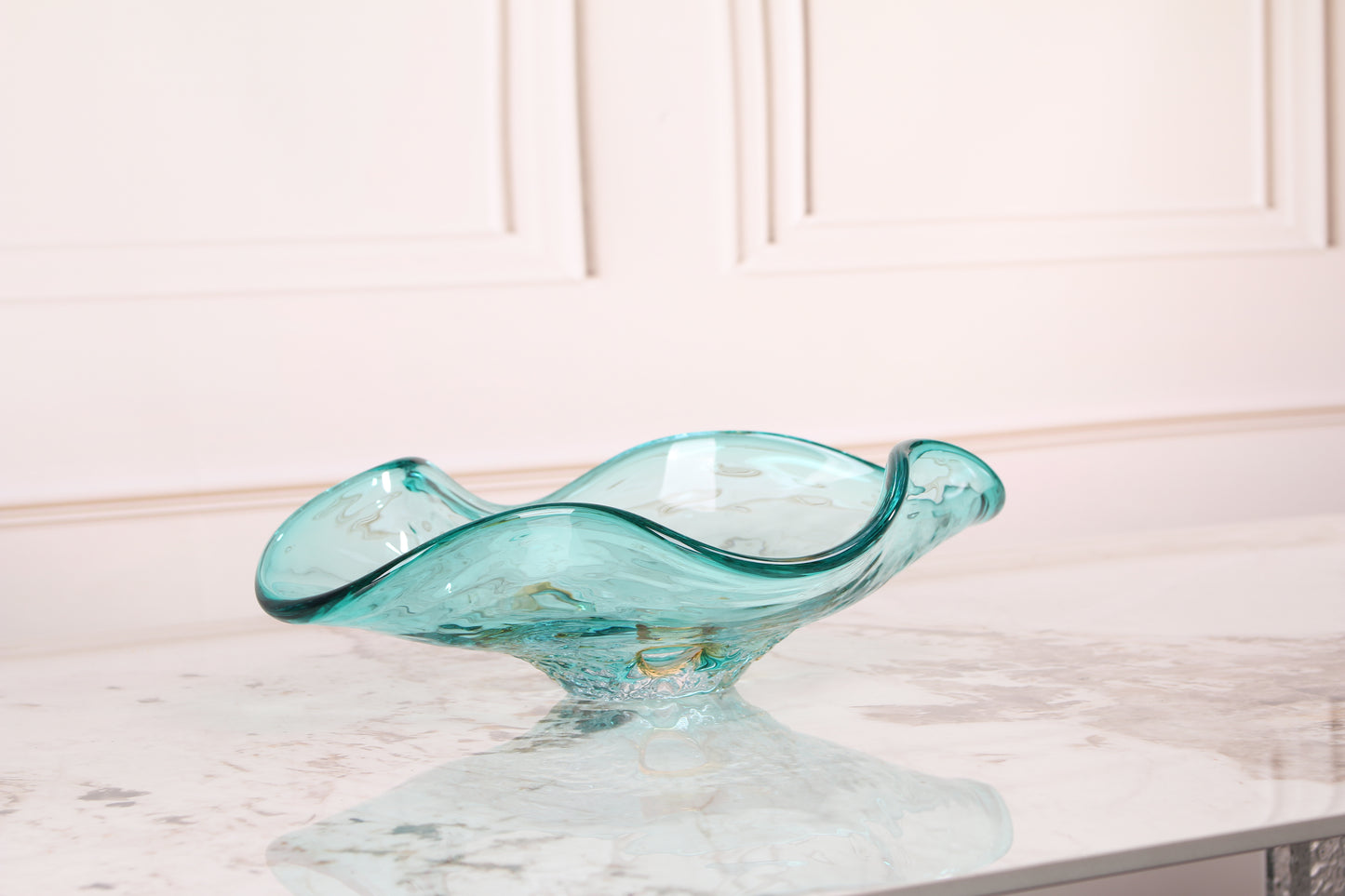 Light Blue Hand-Made Glass Fruit Plate