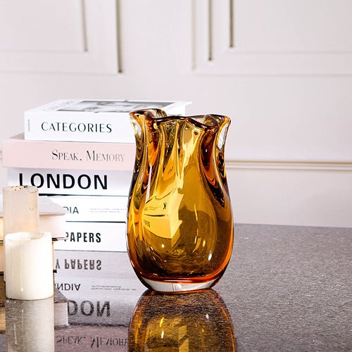 MUSTARD HAND-MADE GLASS VASE