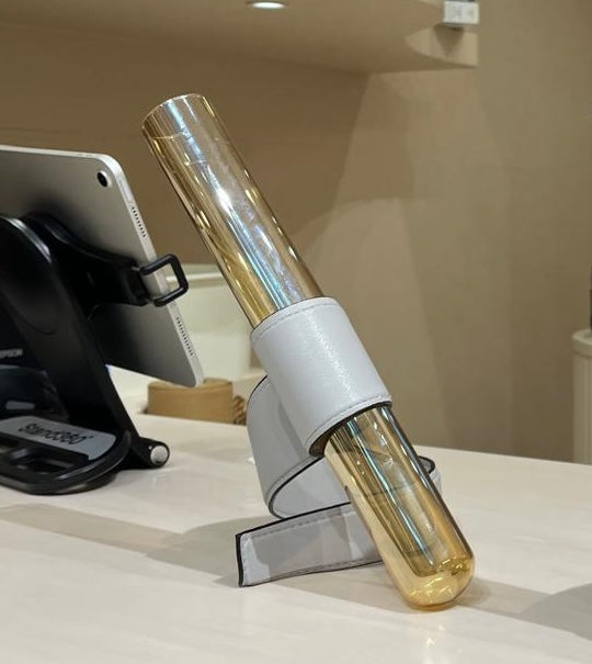 Pu Leather & Glass Stylish Tube Vase