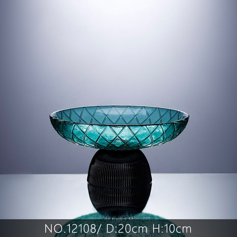 GREEN GOBLET GLASS FRUITS PLATE