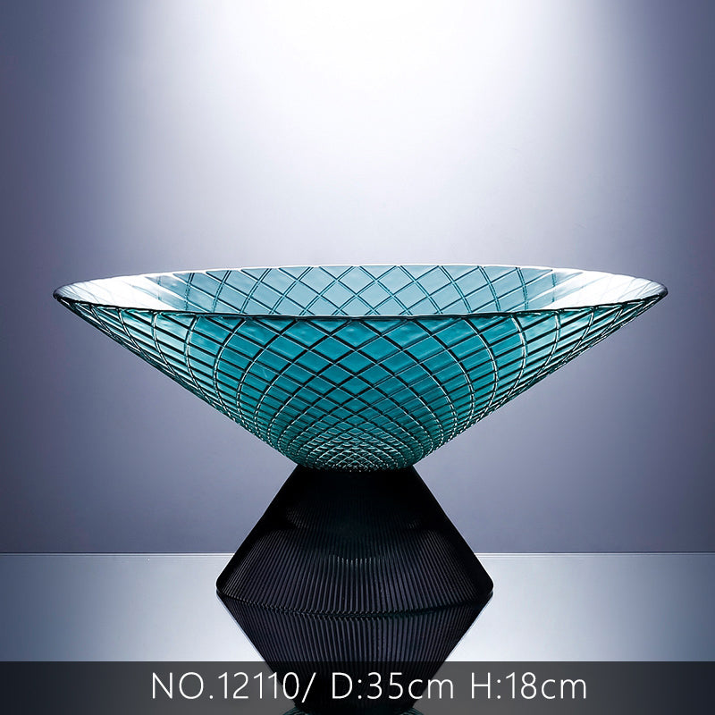 GREEN GOBLET GLASS FRUITS PLATE