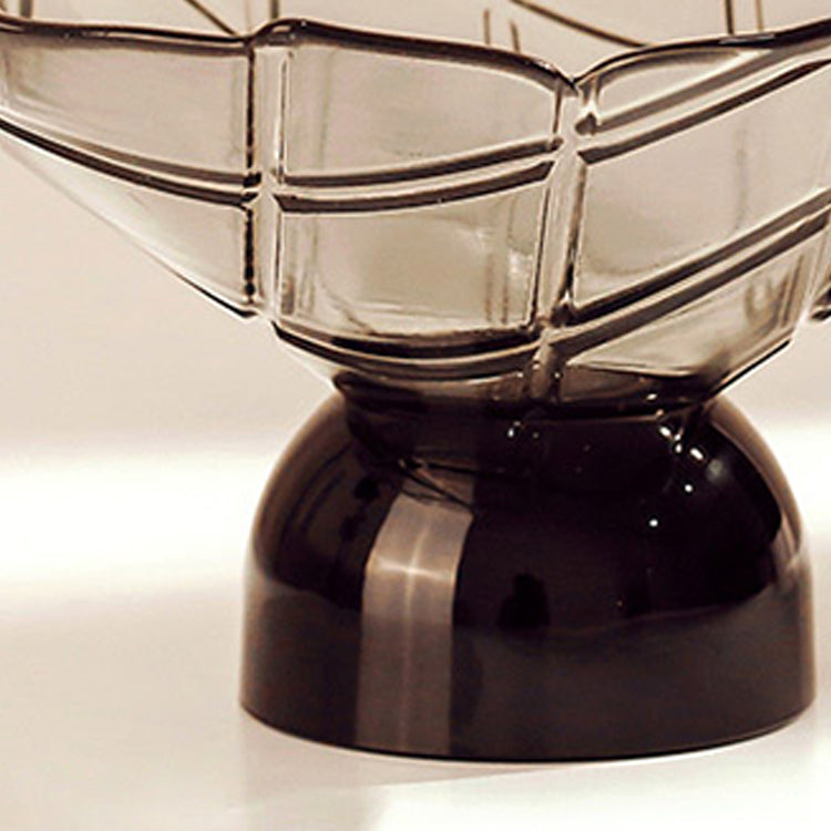LOW BOWL LIGHT GREY GLASS WITH PEDESTAL