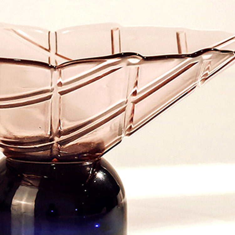 LOW BOWL SMOKEY PINK GLASS WITH PEDESTAL
