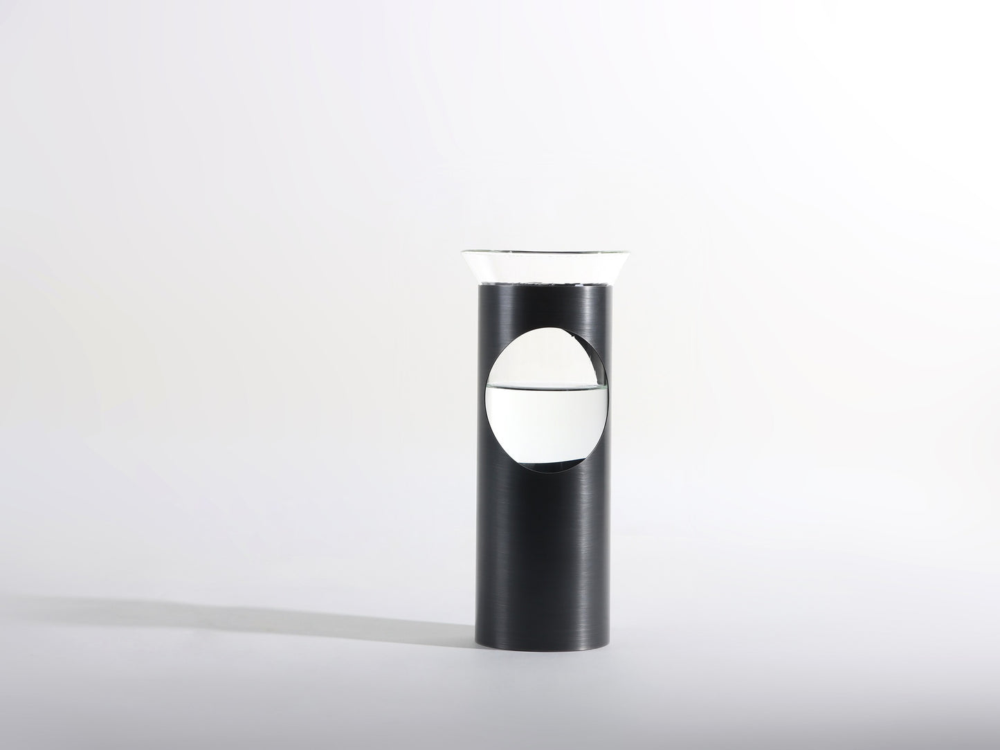 GLASS TUBE VASE IN METAL HOLDER