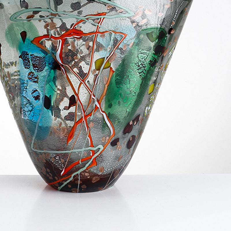 COLORFUL HAND BLOWN GLASS VASE