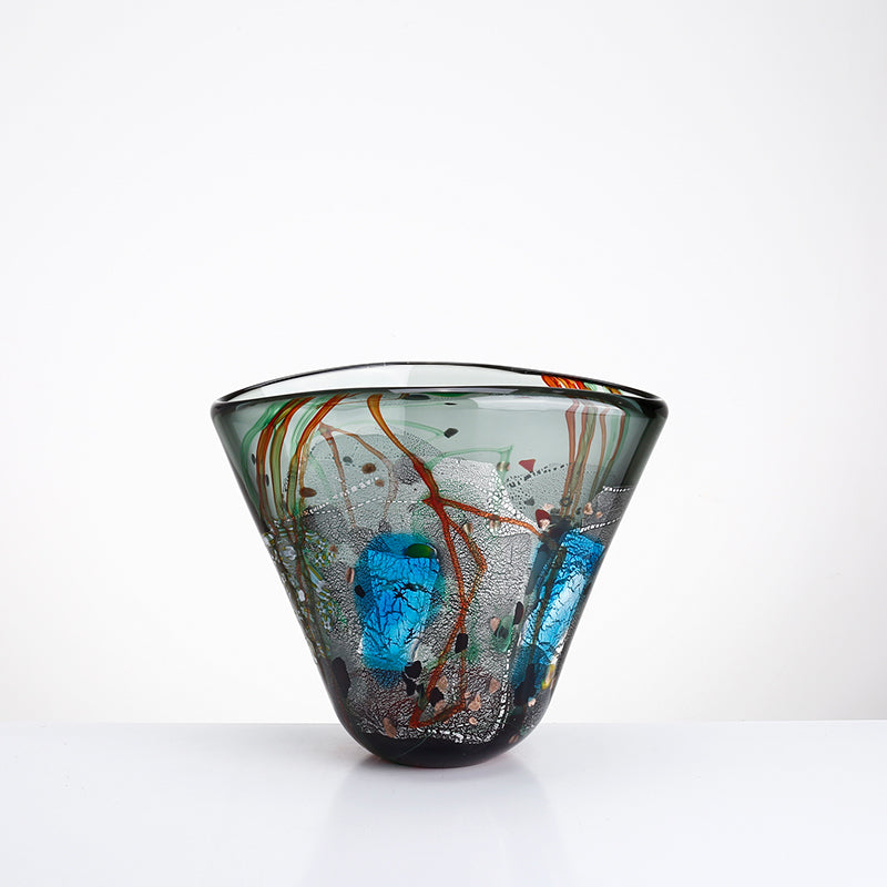 COLORFUL HAND BLOWN GLASS VASE