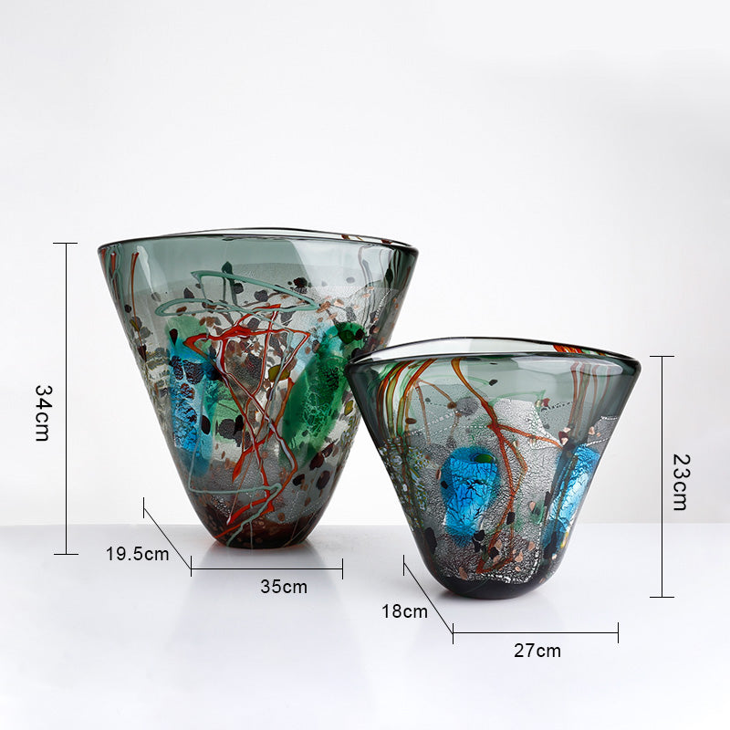 COLORFUL HAND BLOWN GLASS VASE