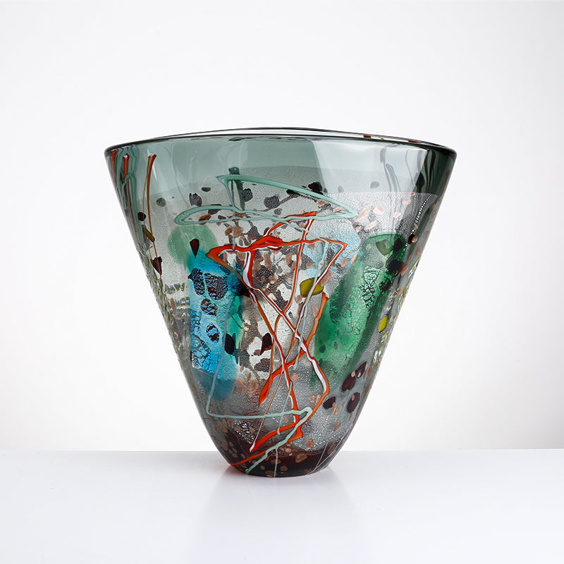 COLORFUL HAND BLOWN GLASS VASE