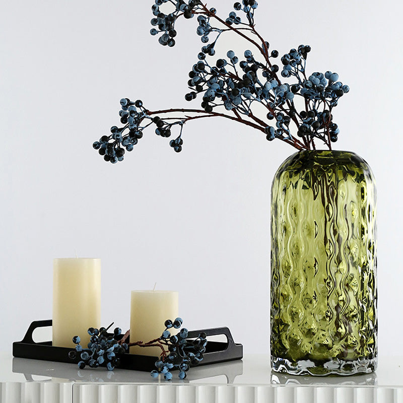 OLIVE GREEN GLASS VASE