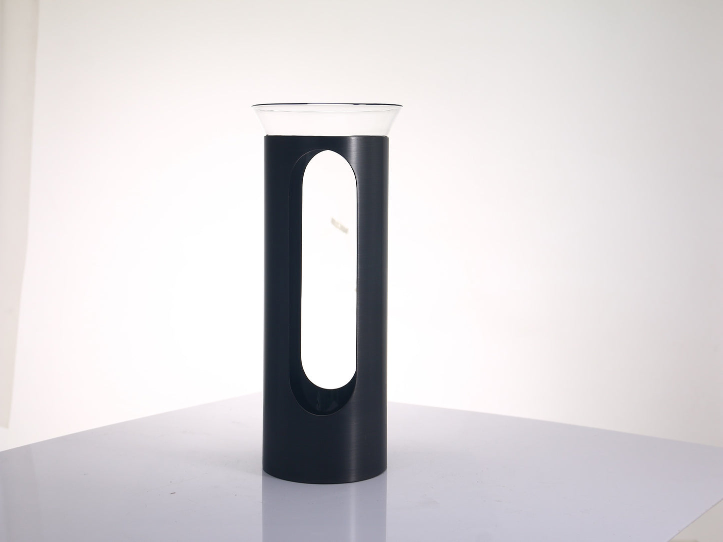 GLASS TUBE VASE IN METAL HOLDER