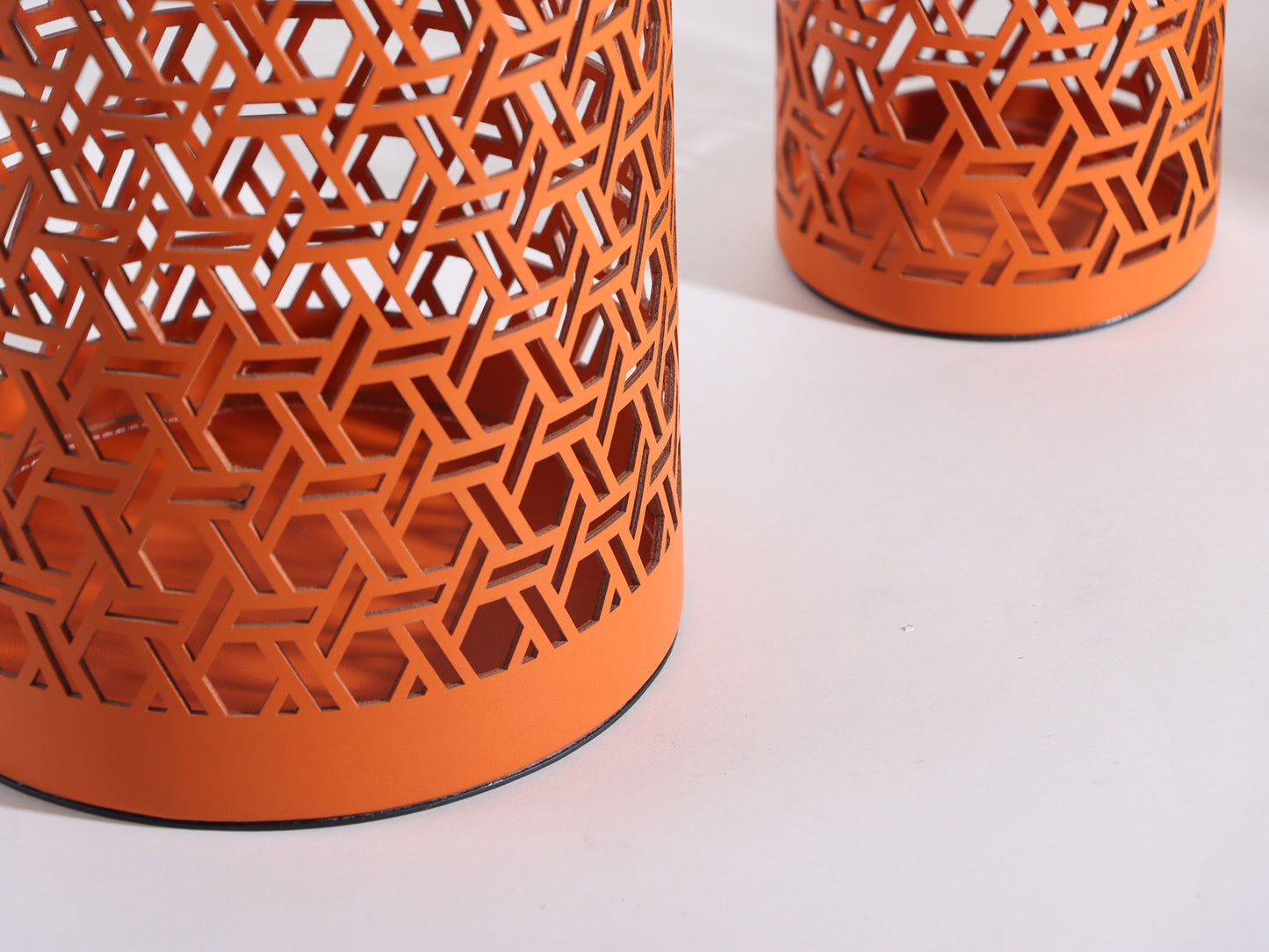 ORANGE LEATHER UMBRELLA STAND VASE