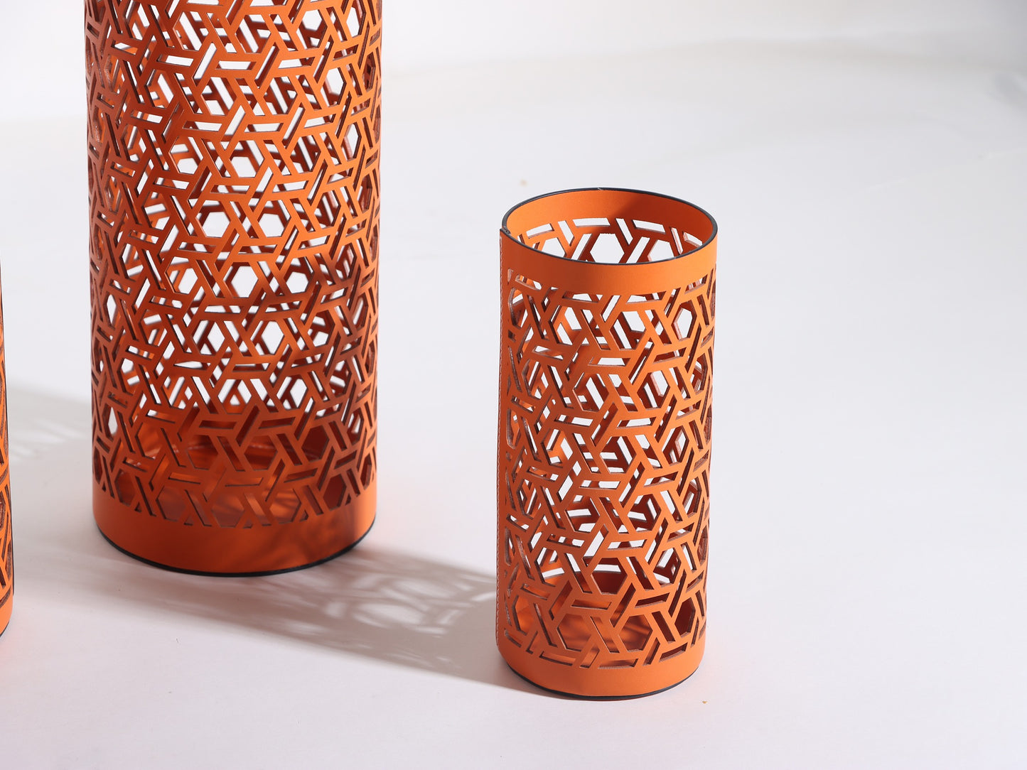 ORANGE LEATHER UMBRELLA STAND VASE