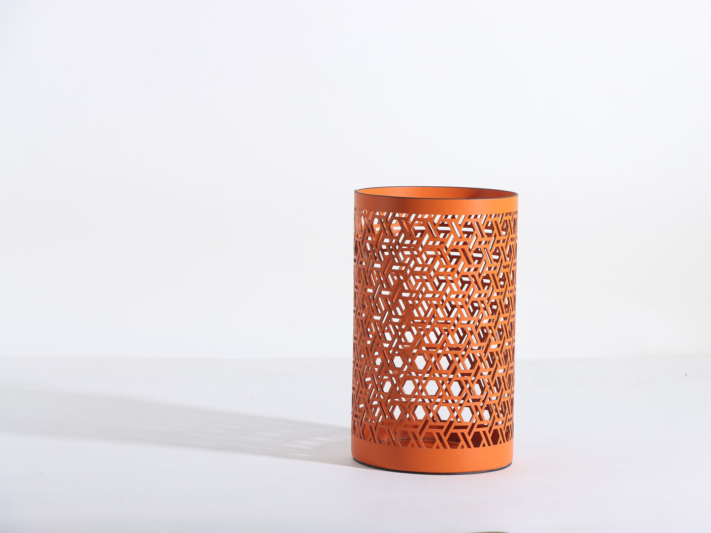 ORANGE LEATHER UMBRELLA STAND VASE