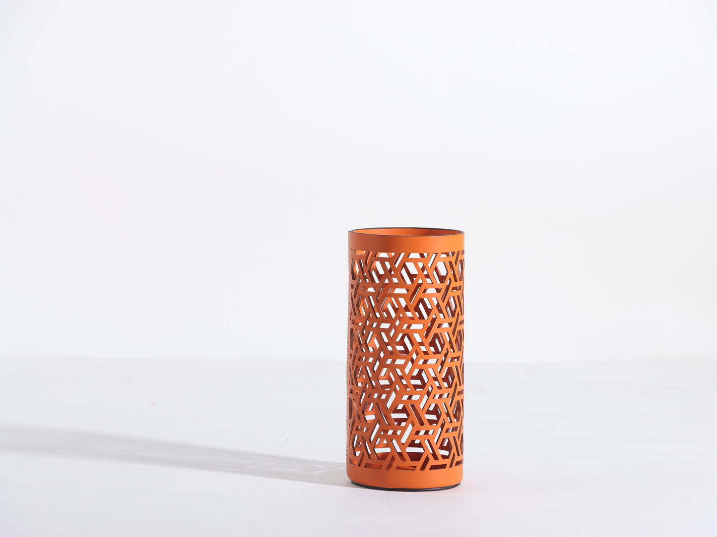 ORANGE LEATHER UMBRELLA STAND VASE