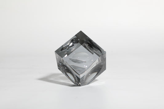 Gun Metal Crystal Cube Sculpture