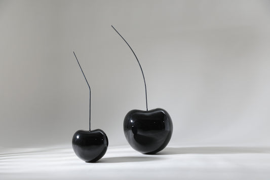 Black Resin & Stainless Steel Cherry Sculpture