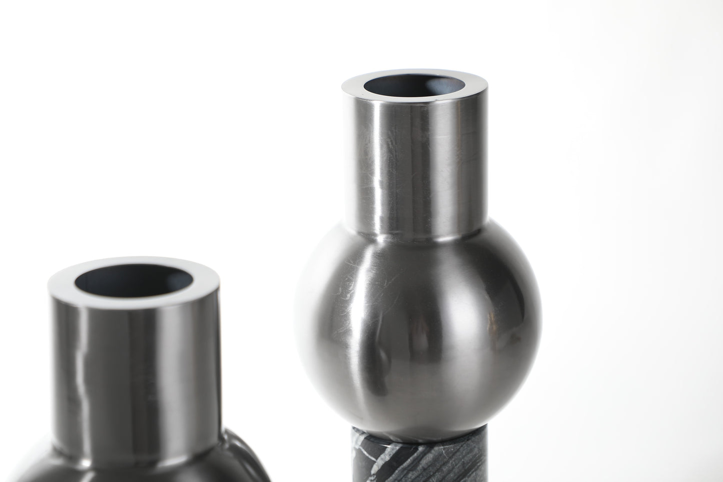 Silver & Black Marble & Stainless Steel Vase