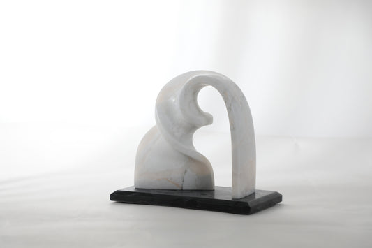 White Resin & Marble Abstract Art Sculpture