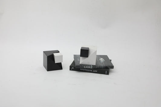 Black Marble Cube Sculpture