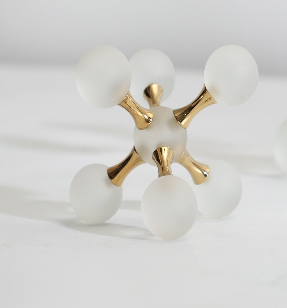 CRYSTAL & IRON MOLECULAR ORB SCULPTURE