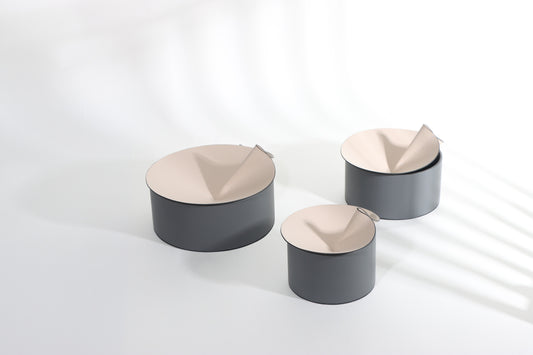 BEIGE & BLACK MICRO-FIBER LEATHER & PVC STORAGE BOX