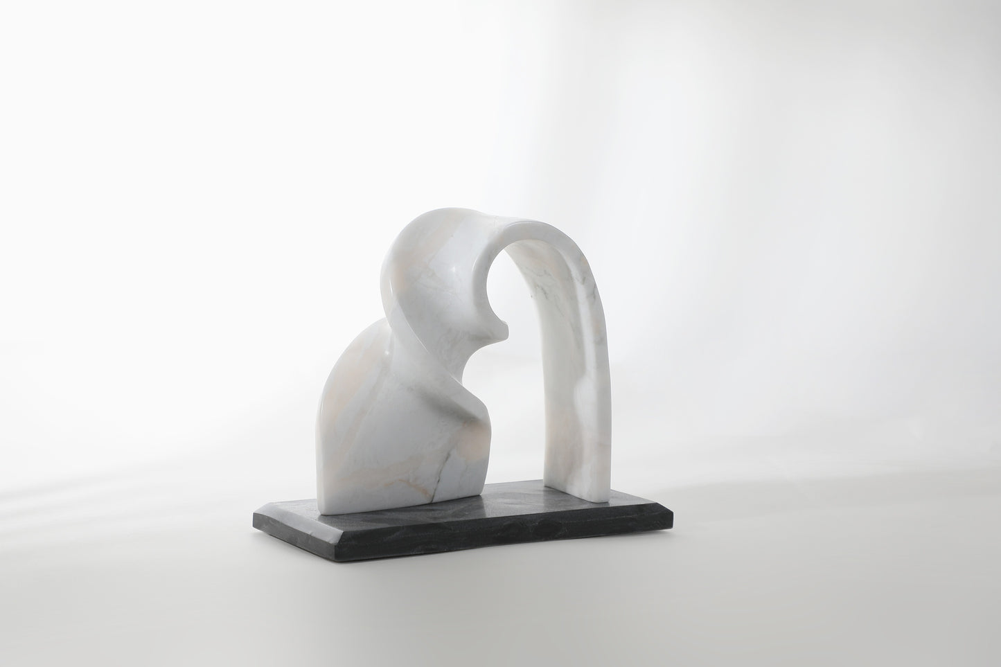 White Resin & Marble Abstract Art Sculpture