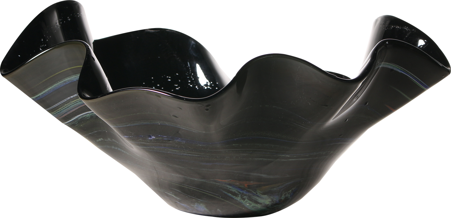 Black Glass Wavy Fruit Plate