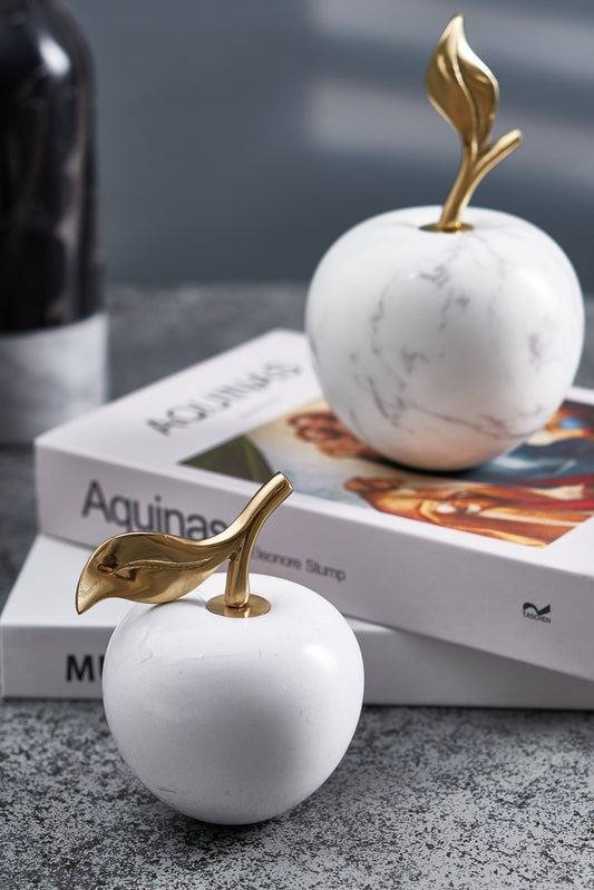 White Marble & Brass Apple