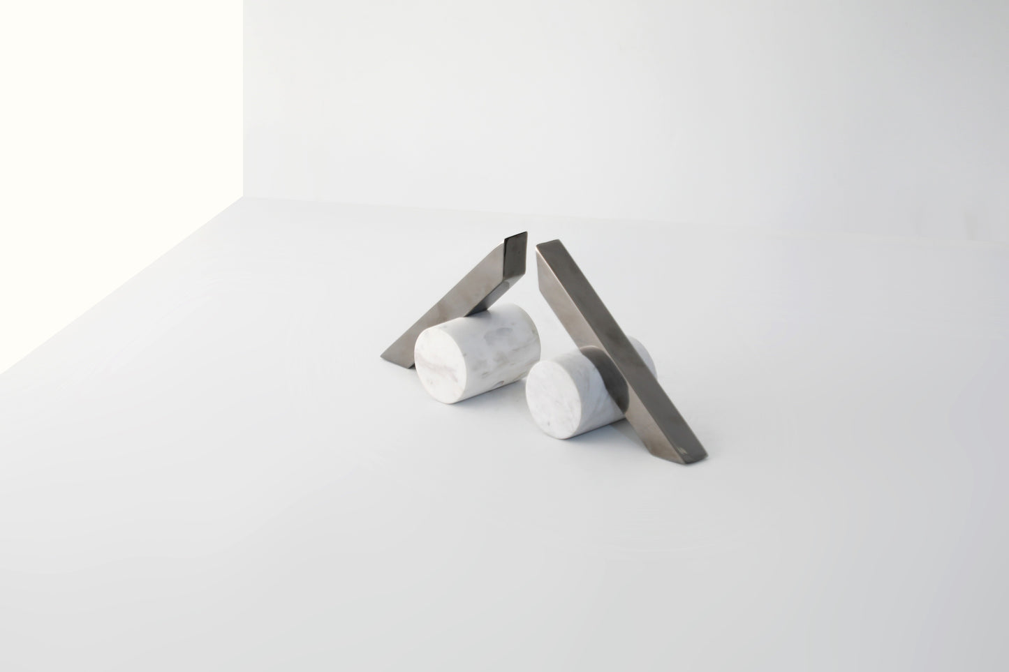 White & Black Stainless Steel & Marble Bookend (Single)